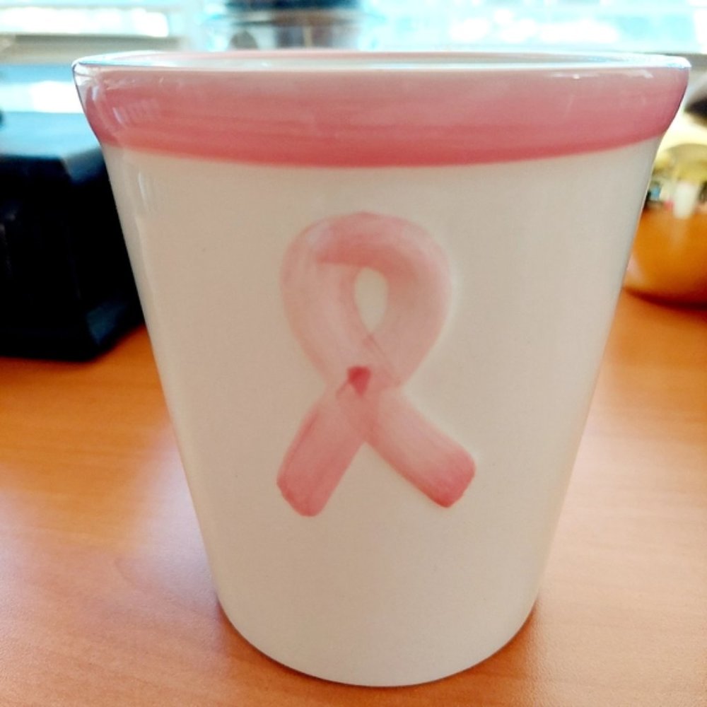 Breast Cancer Awareness ceramic pot. Edible Arrangements NWT